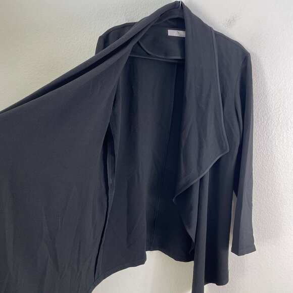 Natori Womens Large Black Open Draped Cardigan Jacket Long Sleeve - Picture 9 of 11